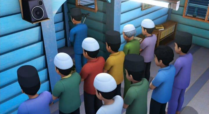 jamaah salat tarawih di Kampung Durian Runtuh