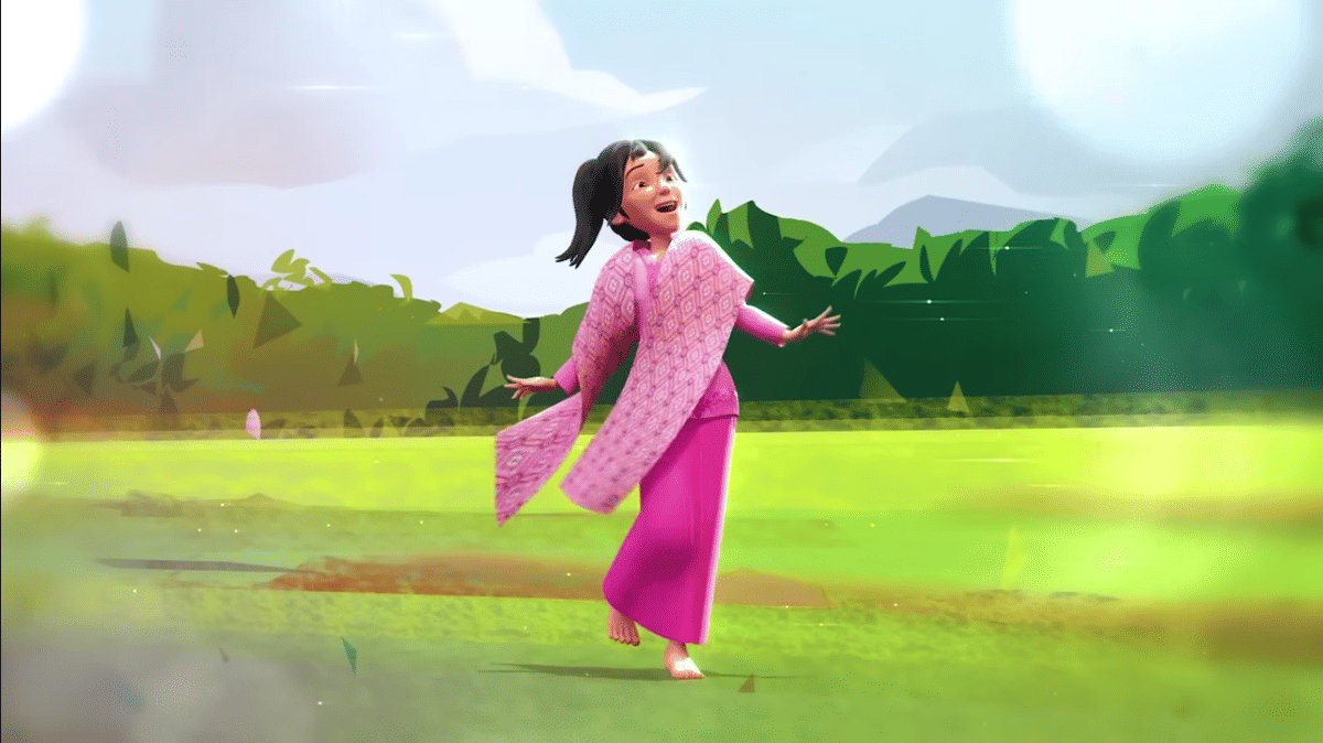 Kak Ros Upin Ipin memakai baju kurung