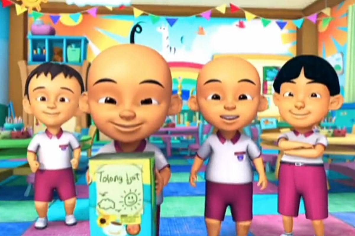 aksi penggalangan dana di Kampung Durian Runtuh dalam animasi Upin & Ipin