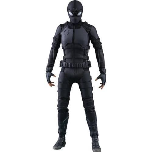 Kostum Spider-Man, busana karakter pahlawan super dalam dokumentasi produksi Marvel Studios untuk publikasi.