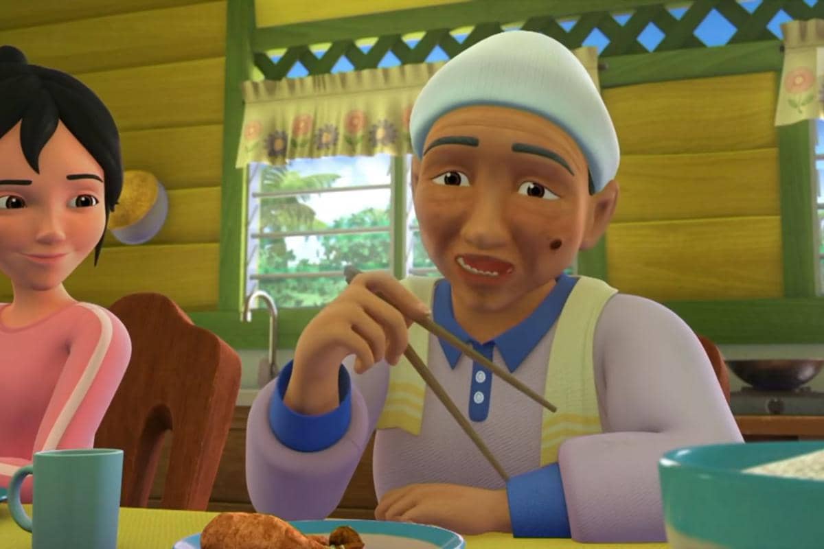 Opah adalah karakter Upin & Ipin yang pandai menggunakan sumpit