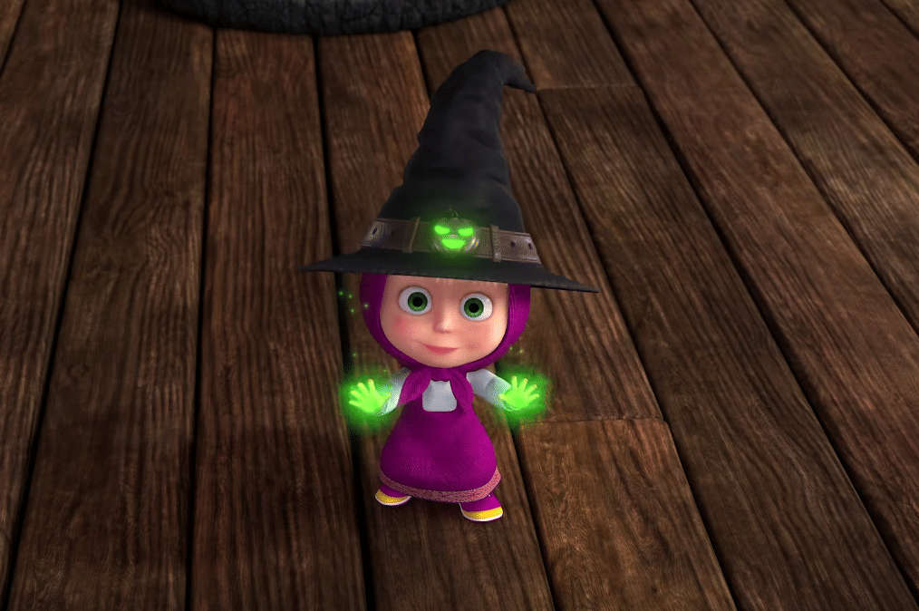 Cuplikan episode Masha and The Bear tentang Halloween