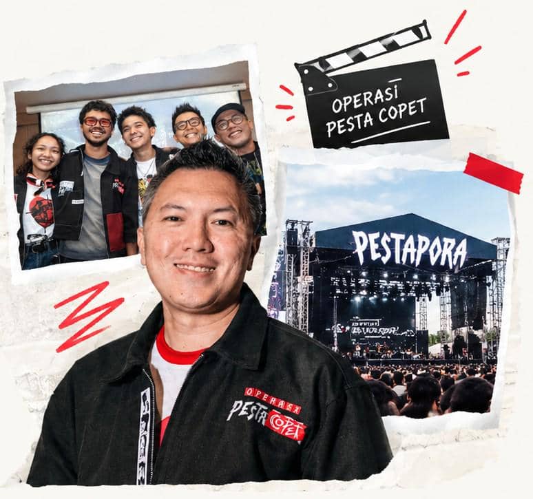 Sutradara dan kru Operasi Pesta Copet, panggung Pestapora, dan papan clapper film