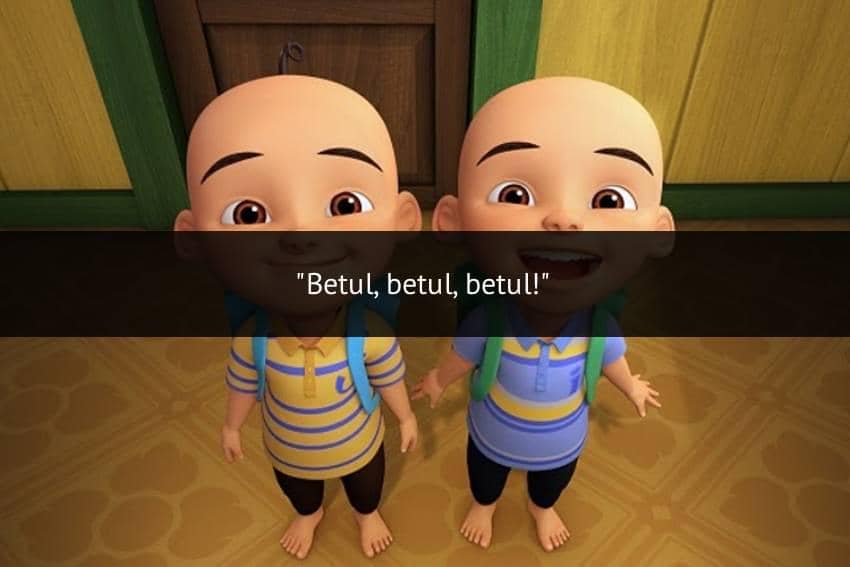 Ilustrasi karakter animasi kembar Upin dan Ipin, tokoh serial produksi Les' Copaque Production.